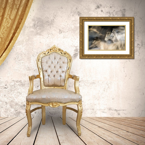 In Motion Gold Ornate Wood Framed Art Print with Double Matting by Malovrh, Milan