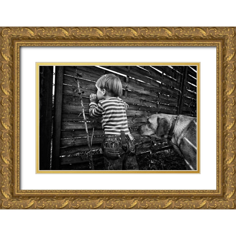 The World From Behind The Fence Gold Ornate Wood Framed Art Print with Double Matting by Strzelecka, Monika