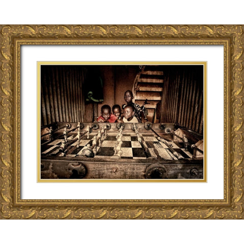 Futbolin Gold Ornate Wood Framed Art Print with Double Matting by Vilches, Manuel