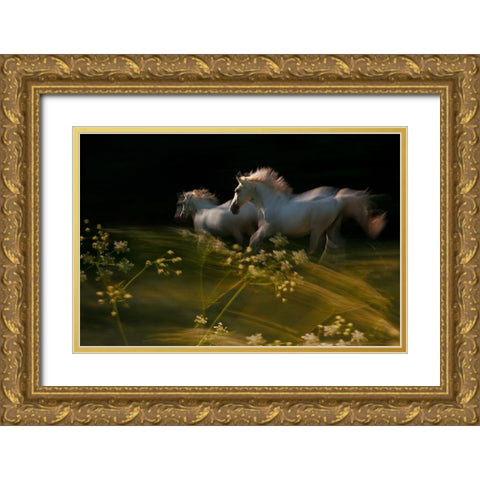 Duel Gold Ornate Wood Framed Art Print with Double Matting by Malovrh, Milan