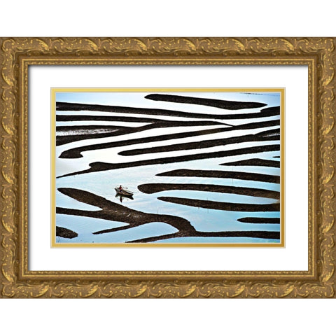 Labyrinth Gold Ornate Wood Framed Art Print with Double Matting by Gunawan, Lina