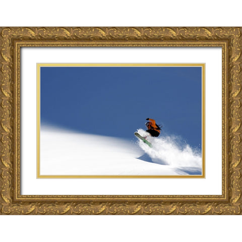 Snowboarder Gold Ornate Wood Framed Art Print with Double Matting by Vasenev, Evgeny