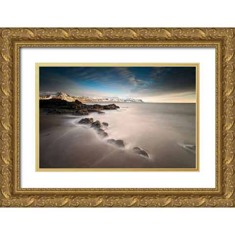 ... Tides Gold Ornate Wood Framed Art Print with Double Matting by Hoffmann, Raymond