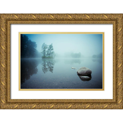 Laguna Morning Gold Ornate Wood Framed Art Print with Double Matting by Adamec, Robert