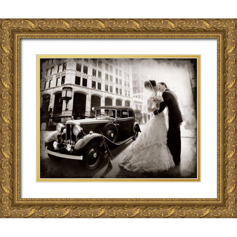 Gangster Wedding Gold Ornate Wood Framed Art Print with Double Matting by Laudin, Dmitry