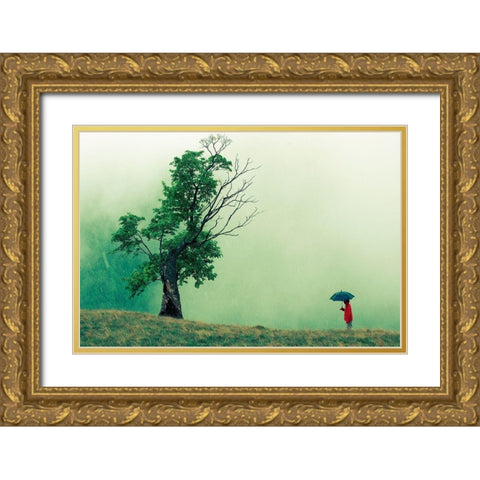 Strange Dialog Gold Ornate Wood Framed Art Print with Double Matting by Vidis, Sorin