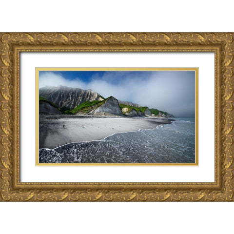 White Cliffs Of Iturup Island Gold Ornate Wood Framed Art Print with Double Matting by Kharitonov, Alexey