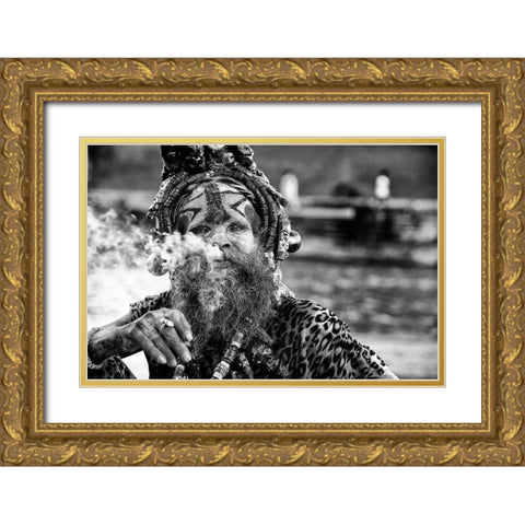 Ganga Baba Gold Ornate Wood Framed Art Print with Double Matting by Jovic, Goran