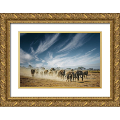 A Very Long Thinking Gold Ornate Wood Framed Art Print with Double Matting by Guillemot, Mathilde