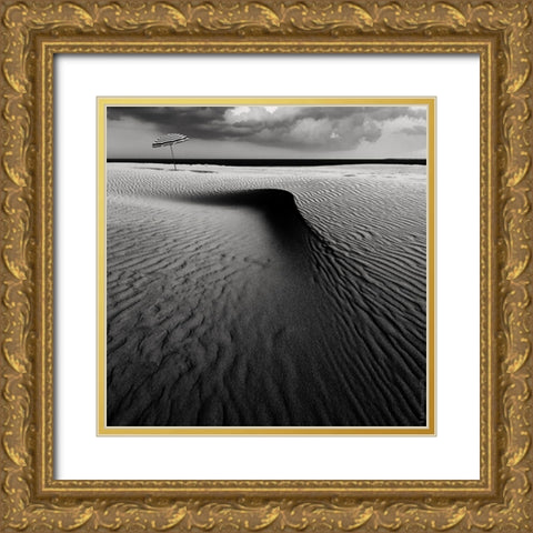 Umbrella On The Beach............... Gold Ornate Wood Framed Art Print with Double Matting by Schuurmans, Wim