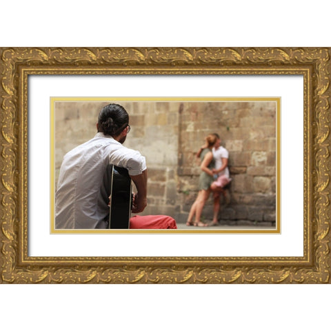 Street Love Gold Ornate Wood Framed Art Print with Double Matting by Serarols, Marc