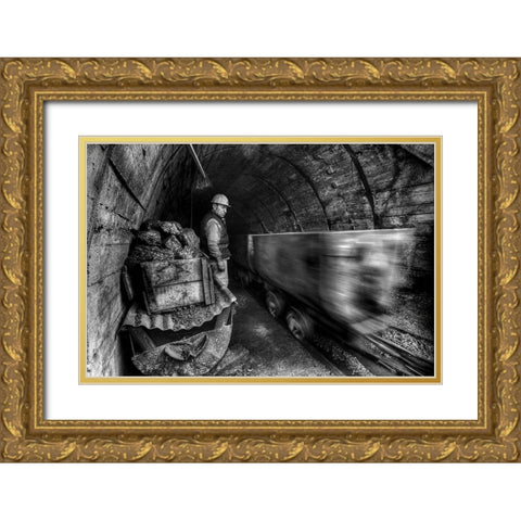 Coal Mine Gold Ornate Wood Framed Art Print with Double Matting by Basa, Emine