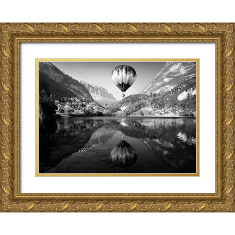 La Mongolfiera Gold Ornate Wood Framed Art Print with Double Matting by Auf Dem, Andrea