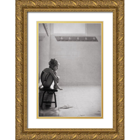 The Little Swimmer Gold Ornate Wood Framed Art Print with Double Matting by Bekyarova, Svetlana