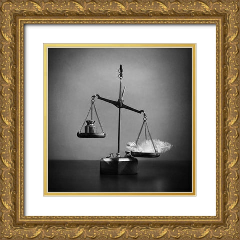What Weights Less? Gold Ornate Wood Framed Art Print with Double Matting by Ivanova, Victoria