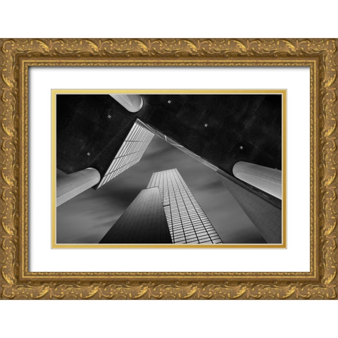 Meeting Of Shapes Gold Ornate Wood Framed Art Print with Double Matting by Van Den, Jef