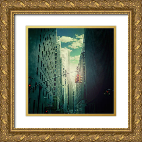 downtown Gold Ornate Wood Framed Art Print with Double Matting by Ambra