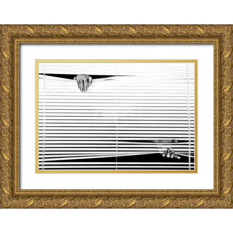 Black Or White Gold Ornate Wood Framed Art Print with Double Matting by Ikeda, Keisuke