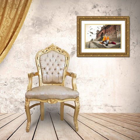 Moksha Gold Ornate Wood Framed Art Print with Double Matting by J.V, Rakesh