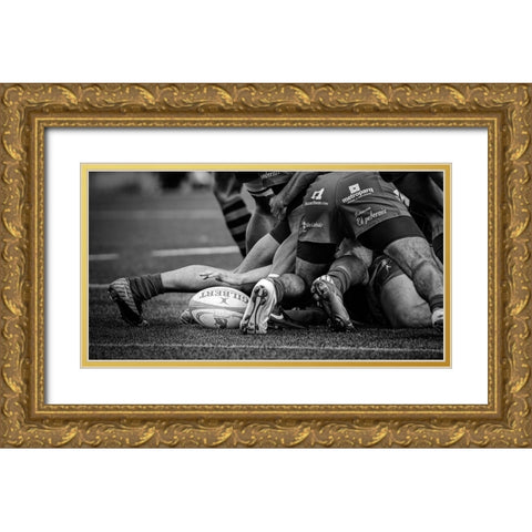 Rugby Gold Ornate Wood Framed Art Print with Double Matting by March, Cesar