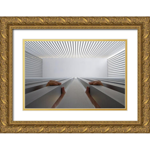 Out! Gold Ornate Wood Framed Art Print with Double Matting by P Neto, Filipe