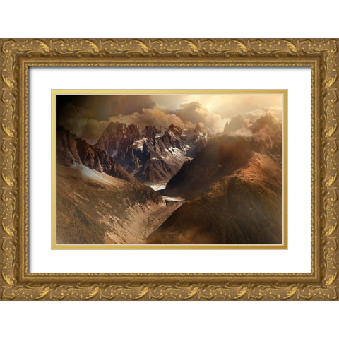 Mont Blanc Massiv Gold Ornate Wood Framed Art Print with Double Matting by Schumacher, Nicolas