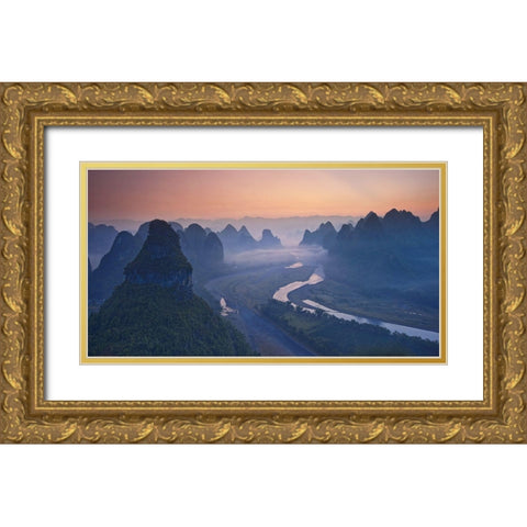 A Dream World Gold Ornate Wood Framed Art Print with Double Matting by Zhang, Yan