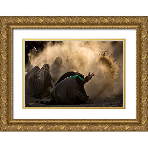 Ashura Pm2 Gold Ornate Wood Framed Art Print with Double Matting by Momeni, Mohammadreza