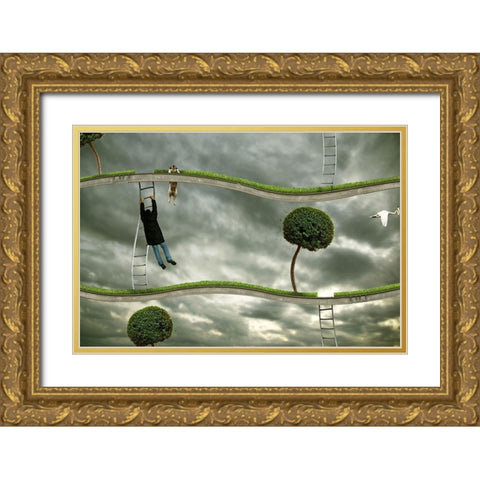 Last Level Gold Ornate Wood Framed Art Print with Double Matting by Solo, Mister