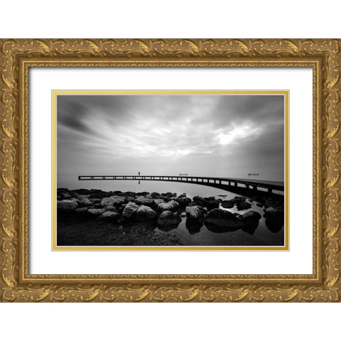 Wait... Gold Ornate Wood Framed Art Print with Double Matting by Kasim, Murat