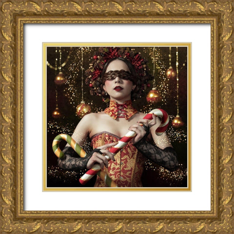 Mistress Of The Bright Night Gold Ornate Wood Framed Art Print with Double Matting by Murakami, Kiyo