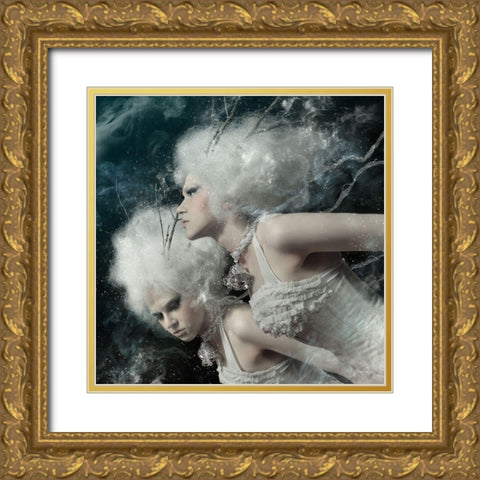 Spirits Of The Winter Field Gold Ornate Wood Framed Art Print with Double Matting by Murakami, Kiyo