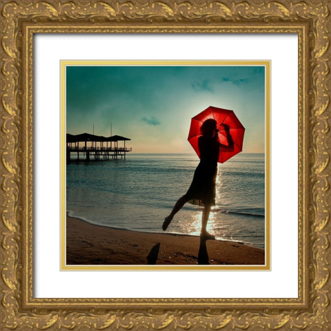 Watch Her Disappear Gold Ornate Wood Framed Art Print with Double Matting by Ambra