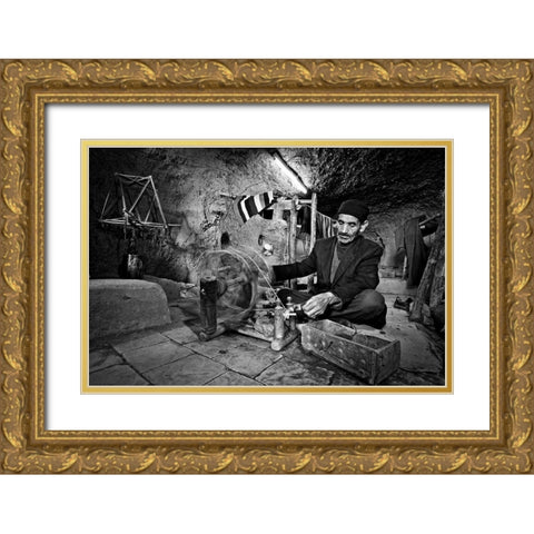 Aba Texture Gold Ornate Wood Framed Art Print with Double Matting by Momeni, Mohammadreza
