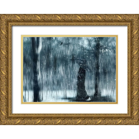 Snowfall Gold Ornate Wood Framed Art Print with Double Matting by Melik-Nubarova, Svetlana