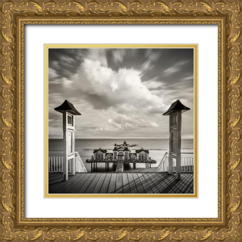 [Good Morning Sellin] Gold Ornate Wood Framed Art Print with Double Matting by Benz, Mario