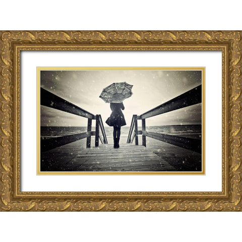 Awaiting Gold Ornate Wood Framed Art Print with Double Matting by Rozenzvig, Carmit