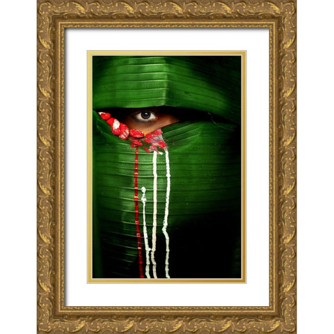 Mysterious Eye Gold Ornate Wood Framed Art Print with Double Matting by Zen, Adithya