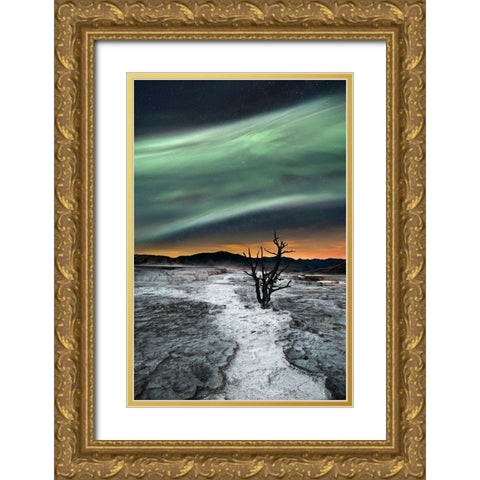 Magic Aurora Gold Ornate Wood Framed Art Print with Double Matting by Luca, Liloni