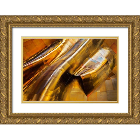 Abstract Steel Gold Ornate Wood Framed Art Print with Double Matting by Amer, S.