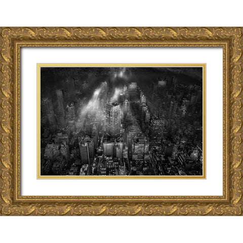 New York City Gold Ornate Wood Framed Art Print with Double Matting by Londal, Leif