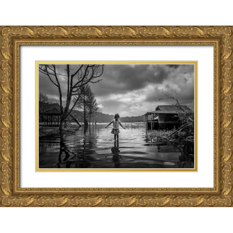 Alone Gold Ornate Wood Framed Art Print with Double Matting by Song, Gunarto