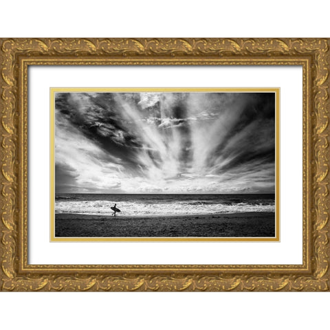 The Loneliness Of A Surfer Gold Ornate Wood Framed Art Print with Double Matting by Grifantini, Lorenzo