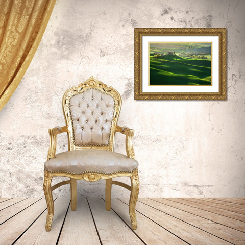 Green Waves... Gold Ornate Wood Framed Art Print with Double Matting by Browko, Krzysztof