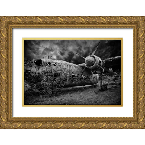 The Flight Of The Damned Gold Ornate Wood Framed Art Print with Double Matting by Eliash, Tomer