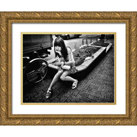 Girl Gold Ornate Wood Framed Art Print with Double Matting by Suzuki, Tatsuo