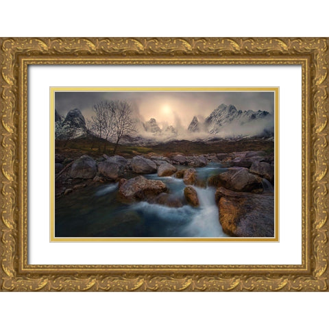 Change Of  Seasons Gold Ornate Wood Framed Art Print with Double Matting by Kaddas, Chris