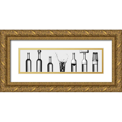 Bottles Game Gold Ornate Wood Framed Art Print with Double Matting by Kasmasov, Valeriy