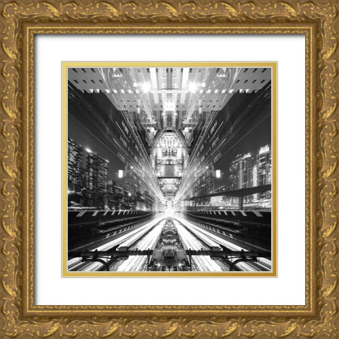 Electro Warp Gold Ornate Wood Framed Art Print with Double Matting by Tajima, Koji