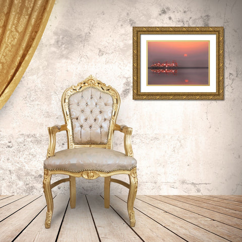 Purple Sunset Gold Ornate Wood Framed Art Print with Double Matting by Cseresnjes, Anna